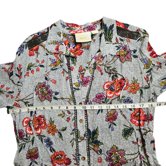 Anthropologie Maeve Janie Flounced Peasant Blouse Size: 8 - Picture 4 of 7